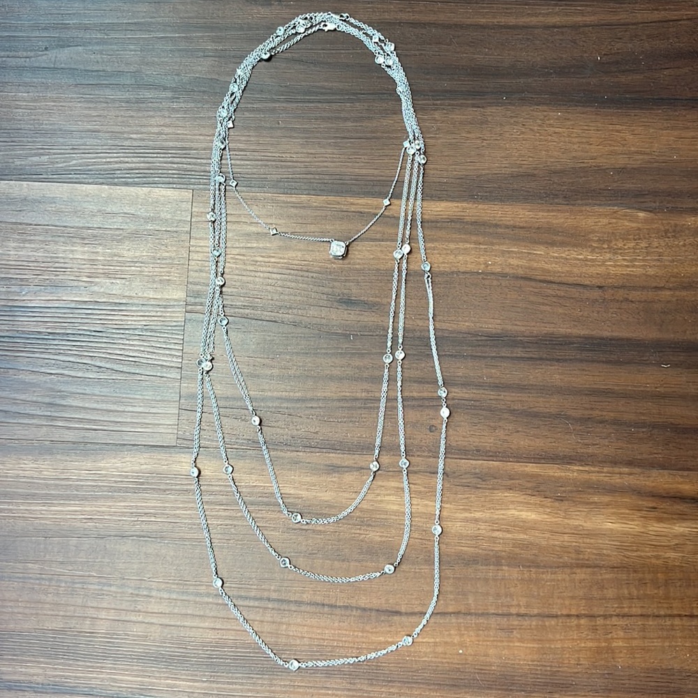 Silver Crystal Layered Necklaces